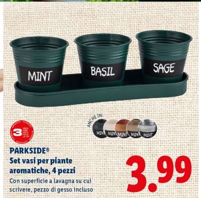 PARKSIDE® Set vasi per piante aromatiche, 4 pezzi