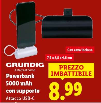 Powerbank 5000 mAh con supporto