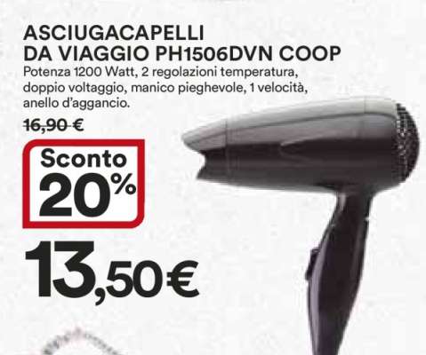 ASCIUGACAPELLI DA VIAGGIO PH1506DVN COOP