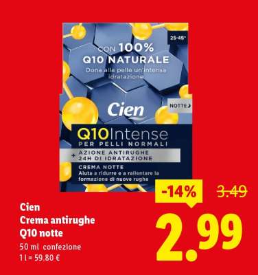 Cien Crema antirughe Q10 notte