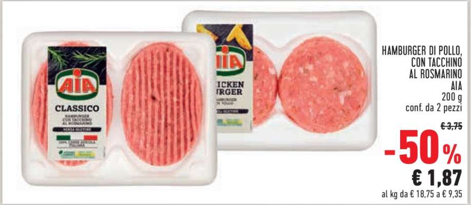 HAMBURGER DI POLLO, CON TACCHINO AL ROSMARINO