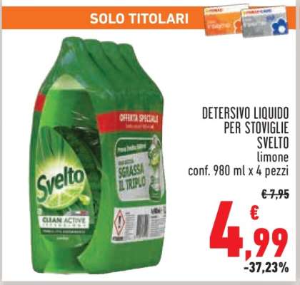 DETERSIVO LIQUIDO PER STOVIGLIE SVELTO