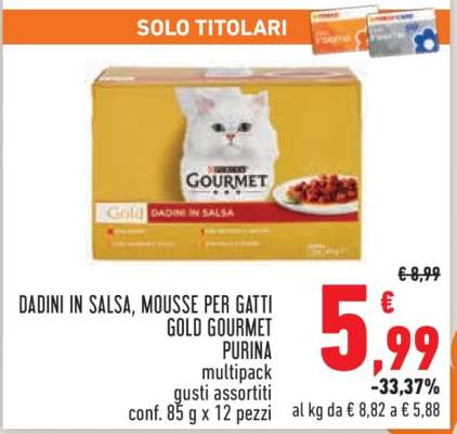 Dadini in Salsa, Mousse per Gatti Gold Gourmet Purina