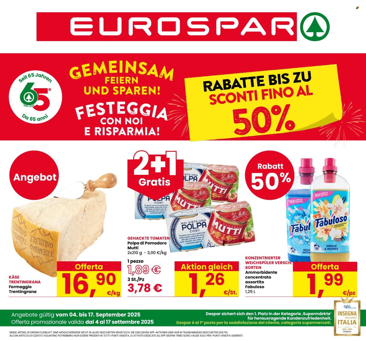 Volantino Eurospar - 4/9/2025 - 17/9/2025. Pagina 1