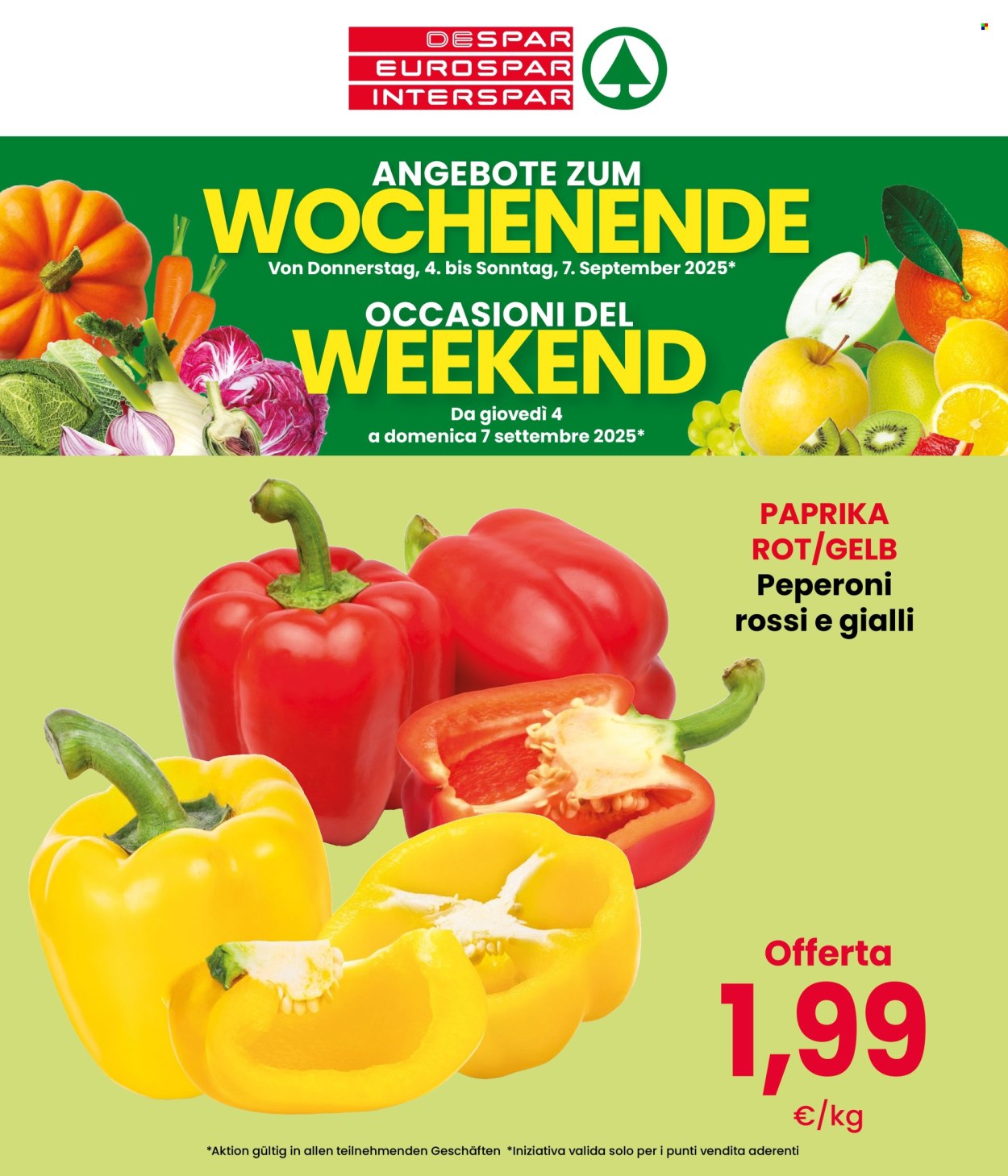 Volantino Eurospar - 4/9/2025 - 7/9/2025. Pagina 1