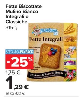 Fette Biscottate Mulino Bianco Integrali o Classiche