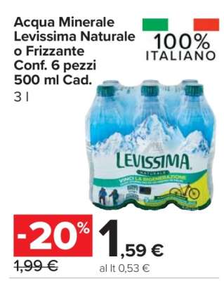 Acqua Minerale Levissima Naturale o Frizzante