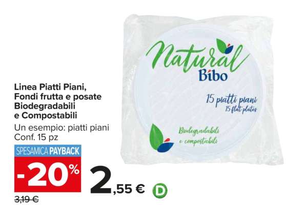 Linea Piatti Piani, Fondi frutta e posate Biodegradabili e Compostabili