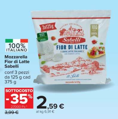 MOZZARELLA FIOR DI LATTE SABELLI