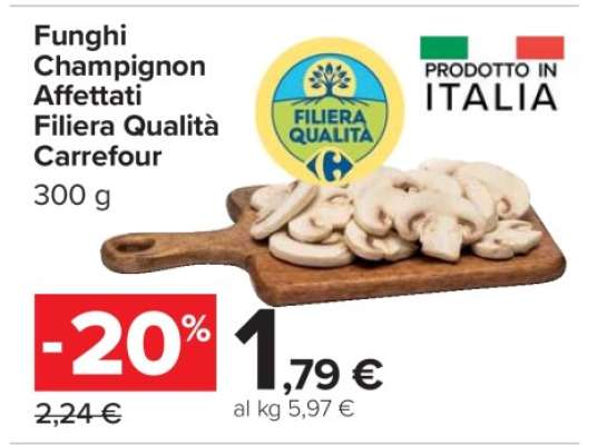 Funghi Champignon Affettati Filiera Qualità Carrefour