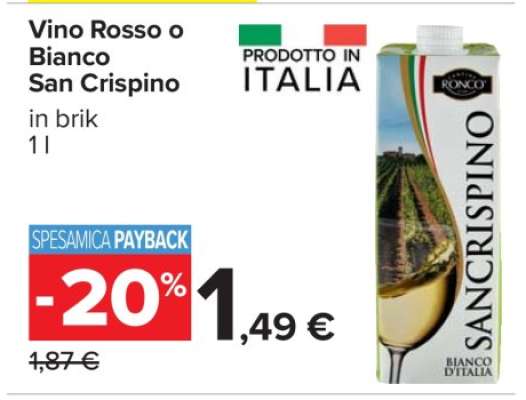 Vino Rosso o Bianco San Crispino