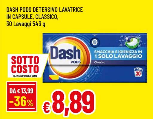DASH PODS DETERSIVO LAVATRICE IN CAPSULE, CLASSICO