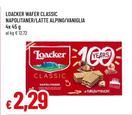 LOACKER WAFER CLASSIC NAPOLITANER/LATTE ALPINO/VANIGLIA