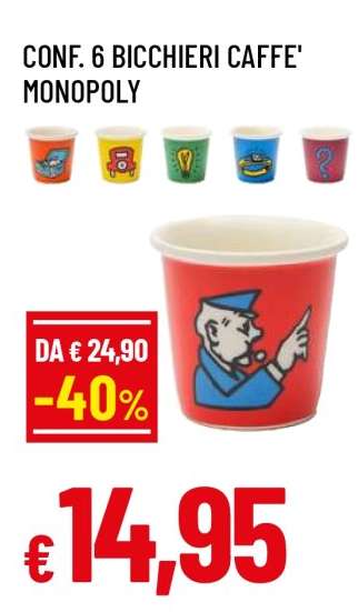 CONF. 6 BICCHIERI CAFFE' MONOPOLY