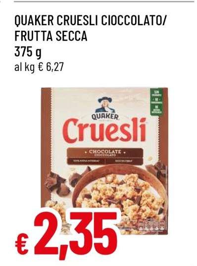 QUAKER CRUESLI CIOCCOLATO/FRUTTA SECCA
