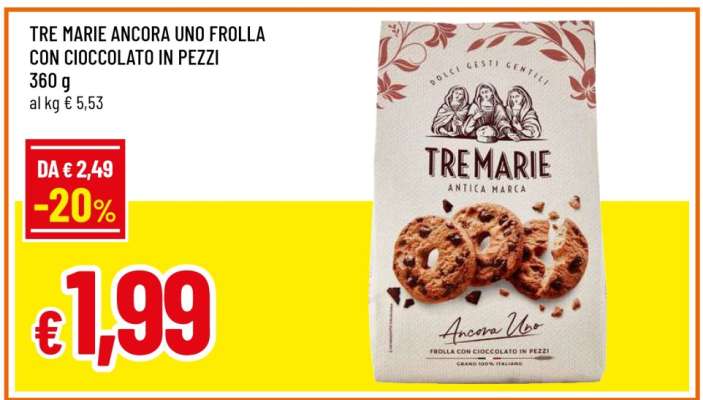 TRE MARIE ANCORA UNO FROLLA CON CIOCCOLATO IN PEZZI