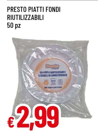 PRESTO PIATTI FONDI RIUTILIZZABILI