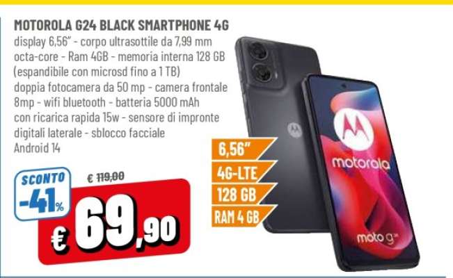 MOTOROLA G24 BLACK SMARTPHONE 4G