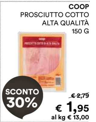 COOP PROSCIUTTO COTTO ALTA QUALITÀ 150 G