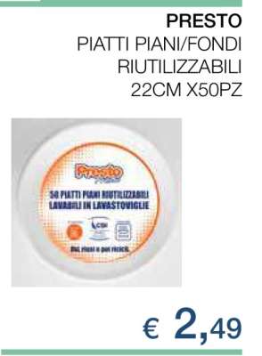 PRESTO PIATTI PIANI/FONDI RIUTILIZZABILI