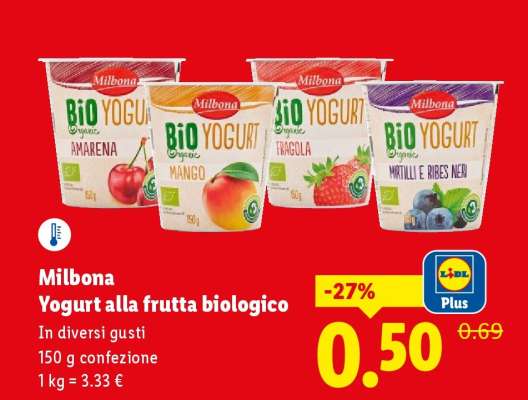 Milbona Yogurt alla frutta biologico
