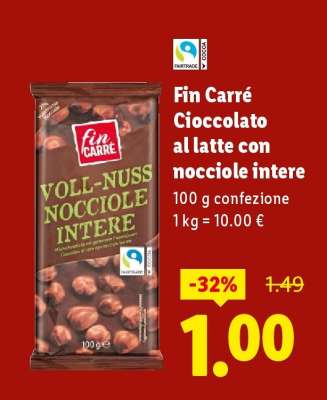 Fin Carré Cioccolato al latte con nocciole intere