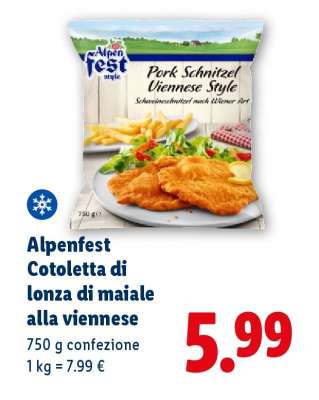Alpenfest Cotoletta di lonza di maiale alla viennese