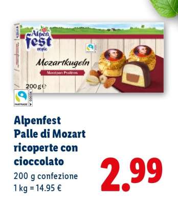 Alpenfest Palle di Mozart ricoperte con cioccolato