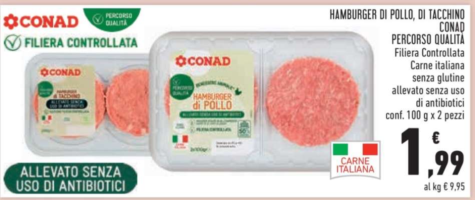 HAMBURGER DI POLLO, DI TACCHINO CONAD