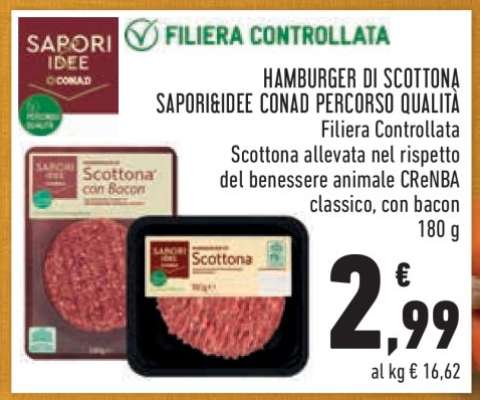 Hamburger di Scottona Sapori&Idee Conad Percorso Qualità