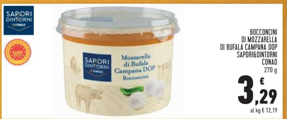 BOCCONCINI DI MOZZARELLA DI BUFALA CAMPANA DOP SAPORIDINTORNI CONAD