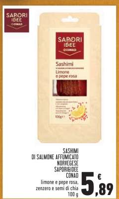 SASHIMI DI SALMONE AFFUMICATO NORVEGESE SAPORIDEA CONAD