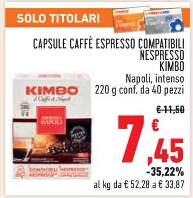 Capsule Caffè Espresso Compatibili Nespresso Kimbo