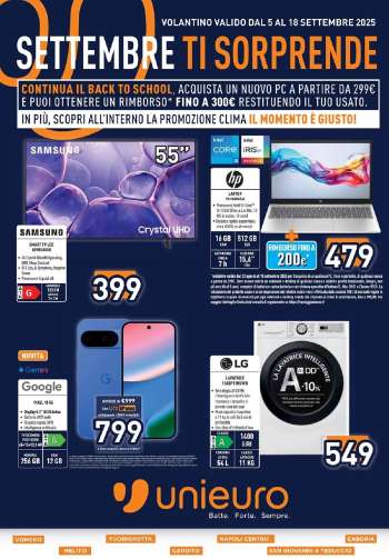 Volantino Unieuro - 5/9/2025 - 18/9/2025.