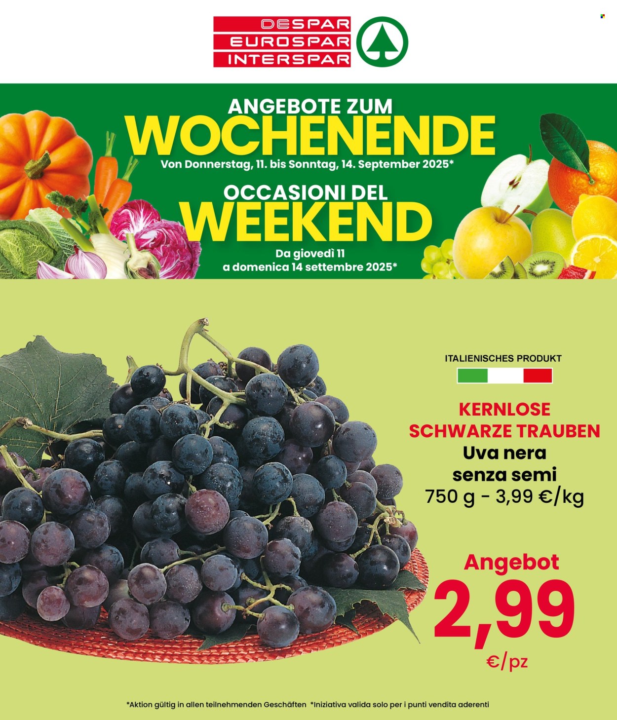 Volantino Eurospar - 11/9/2025 - 14/9/2025. Pagina 1
