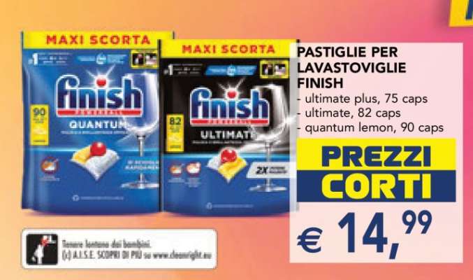 PASTIGLIE PER LAVASTOVIGLIE FINISH