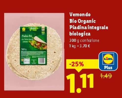 Vemondo Bio Organic Piadina integrale biologica