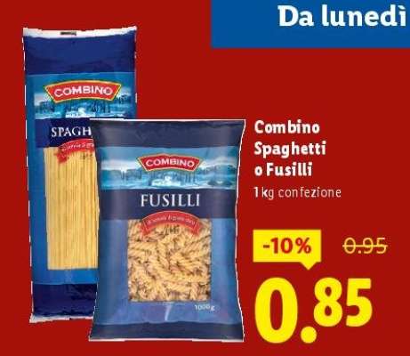 Combino Spaghetti o Fusilli