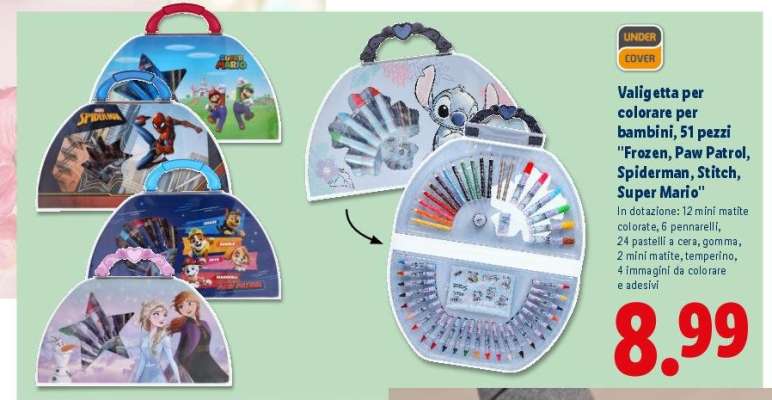 Valigetta per colorare per bambini, 51 pezzi