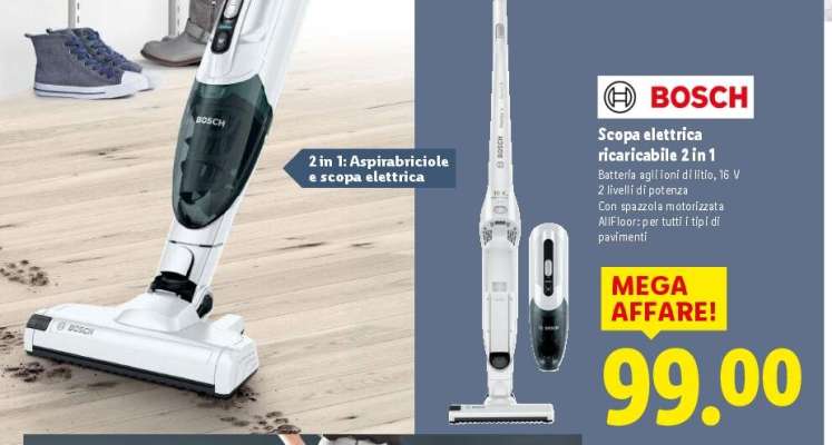 Bosch Scopa elettrica ricaricabile 2 in 1