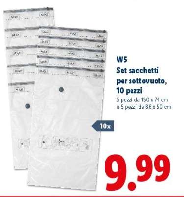 W5 Set sacchetti per sottovuoto, 10 pezzi
