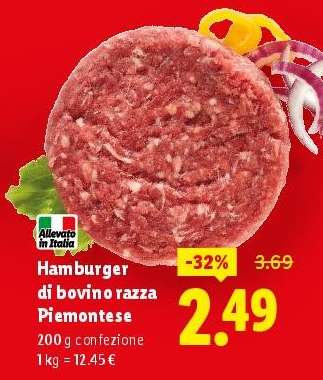 Hamburger di bovino razza Piemontese