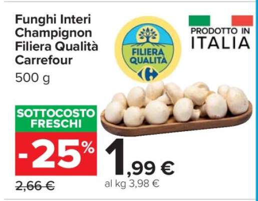 Funghi Interi Champignon Filiera Qualità Carrefour