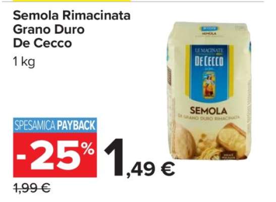 Semola Rimacinata Grano Duro De Cecco
