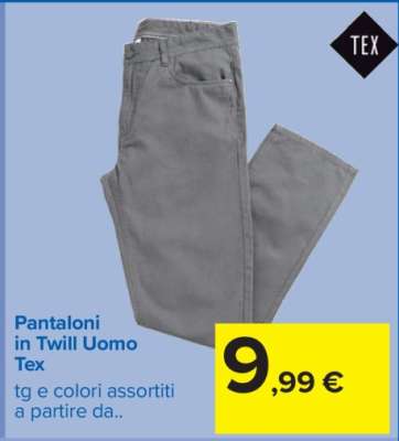 Pantaloni in Twill Uomo Tex
