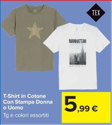 T-Shirt in Cotone Con Stampa Donna o Uomo