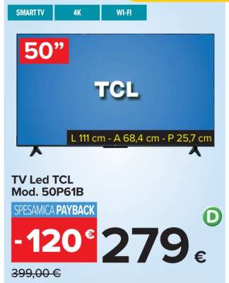 TV Led TCL Mod. 50P61B