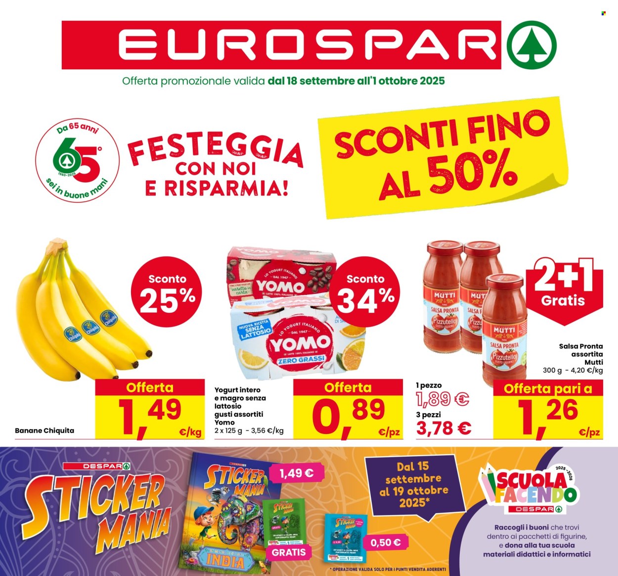 Volantino Eurospar - 18/9/2025 - 1/10/2025. Pagina 1
