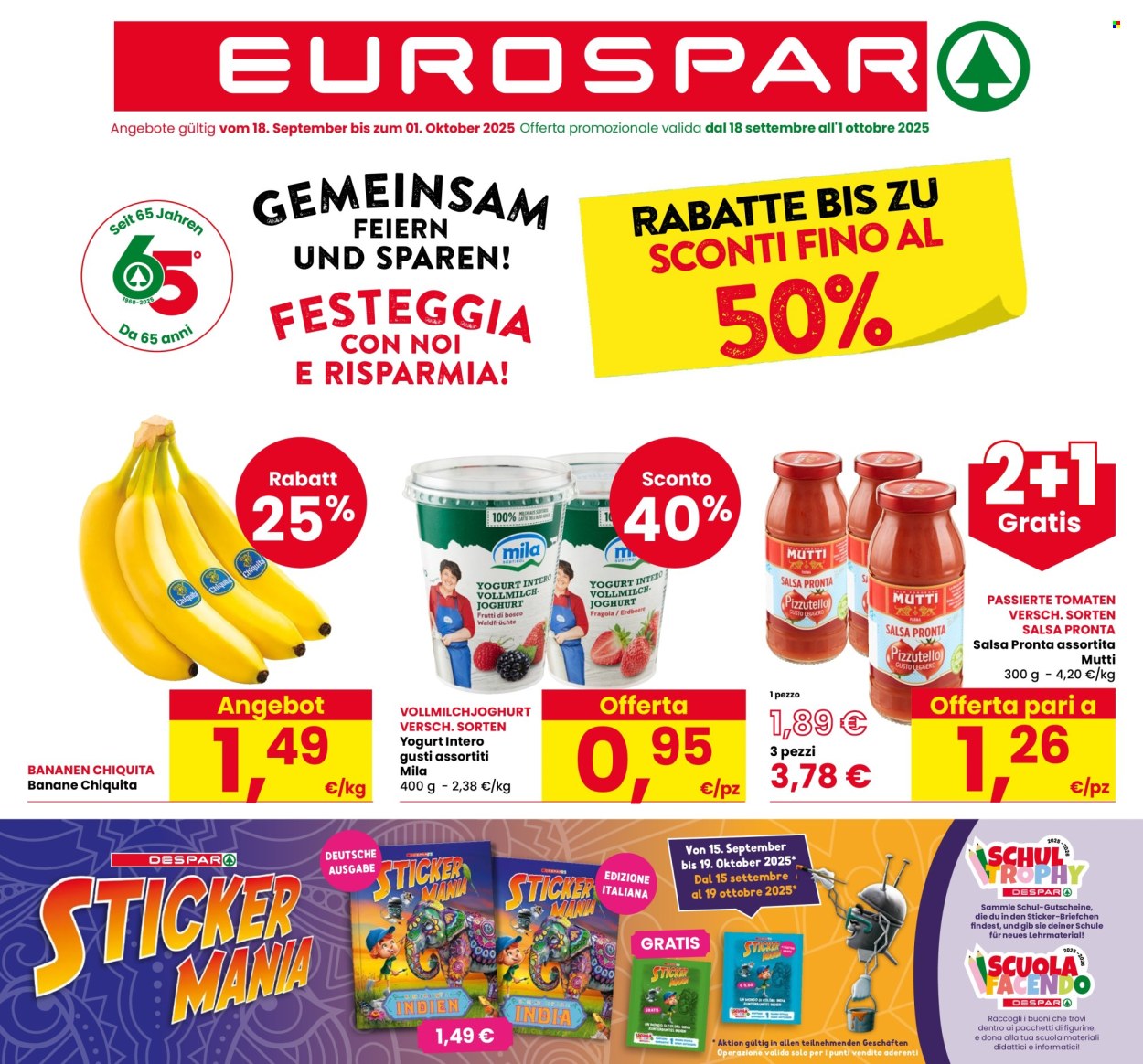 Volantino Eurospar - 18/9/2025 - 1/10/2025. Pagina 1