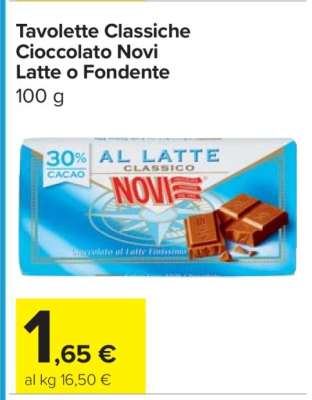 Tavolette Classiche Cioccolato Novi Latte o Fondente